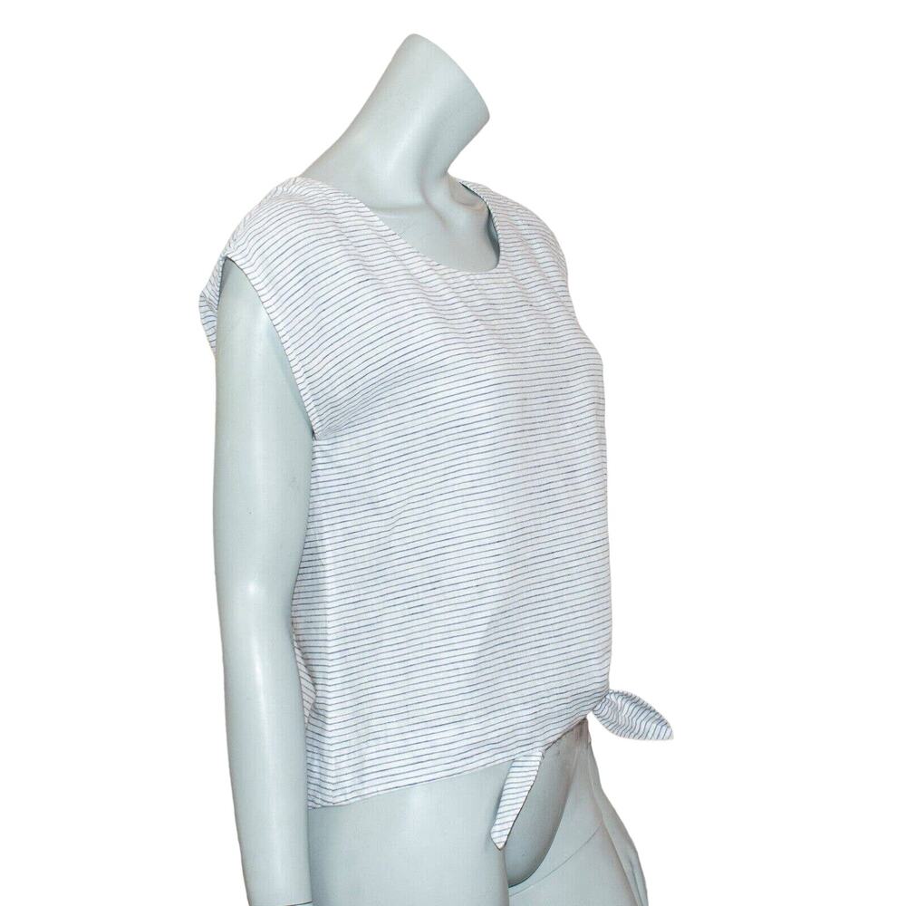 J.CREW Collection tie-Front tee Blue Striped Size 4 - Picture 5 of 7